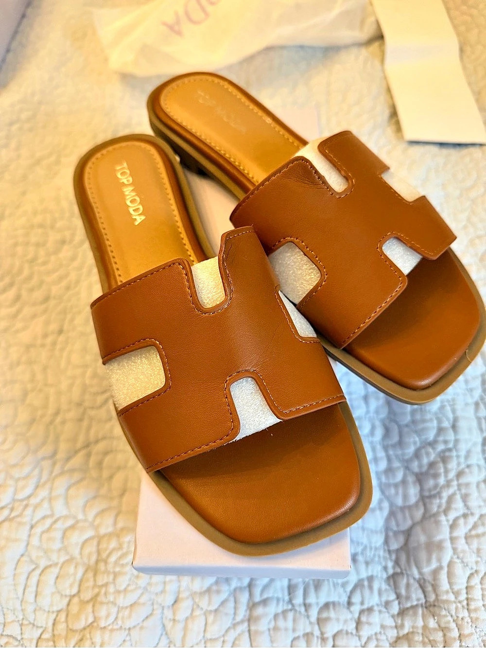 Top Moda Elio-20 Slide Sandals Brown US 6½ NWT
